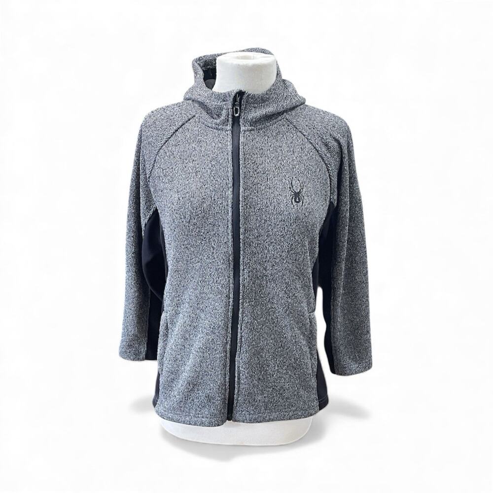 Spyder Hoodie Sweater Youth XL (18/20) Gray Full Zip Pockets Embroidered Logo